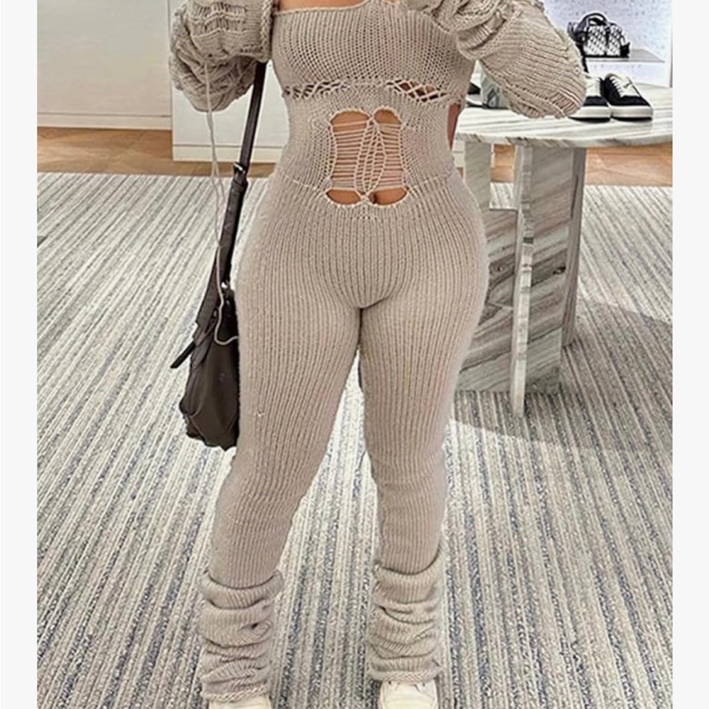 2 Piece Stacked Knit Jumpsuit